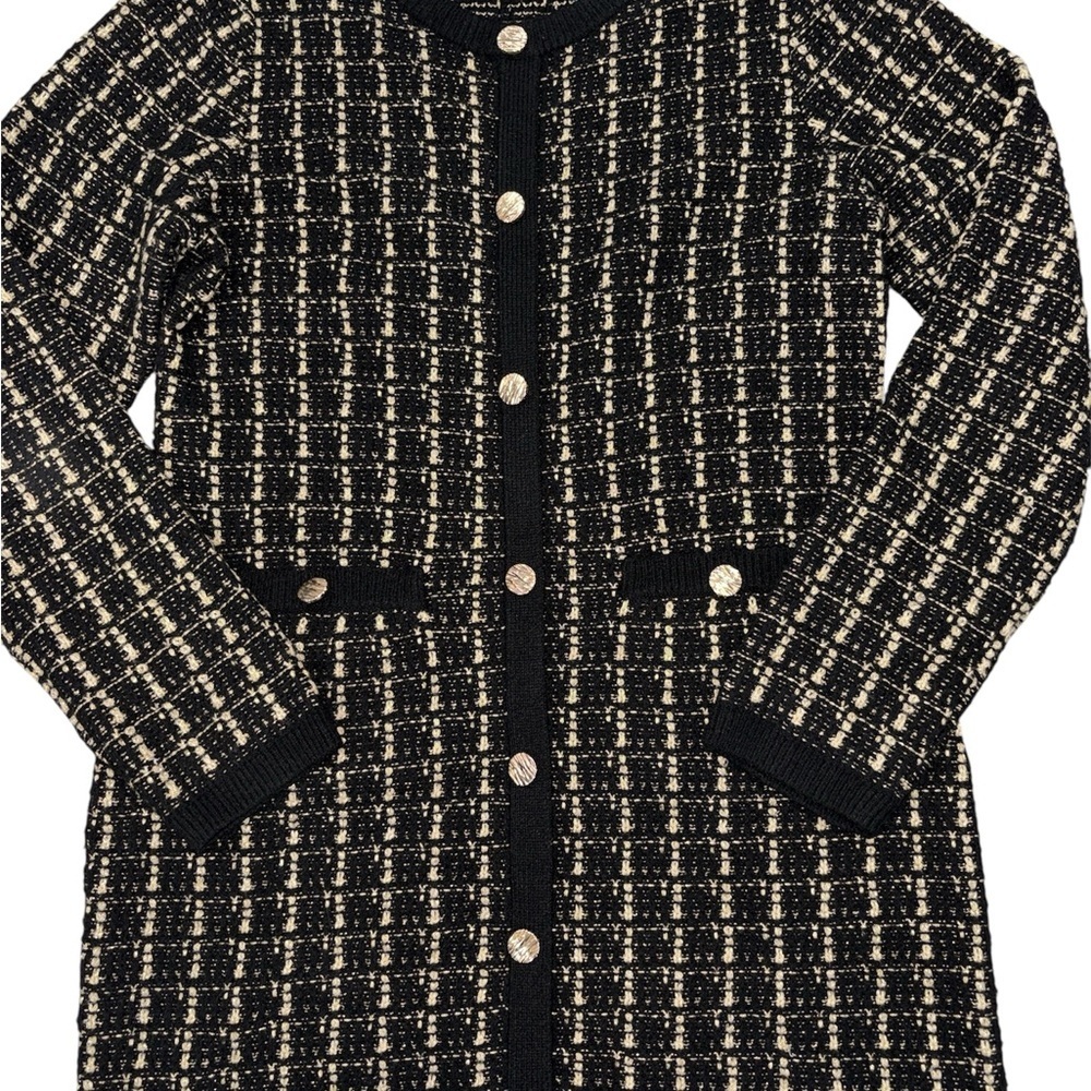 Tahari Women’s Black and Nude Long Sleeve Knit Dress Work Wear Size L - Picture 2 of 3